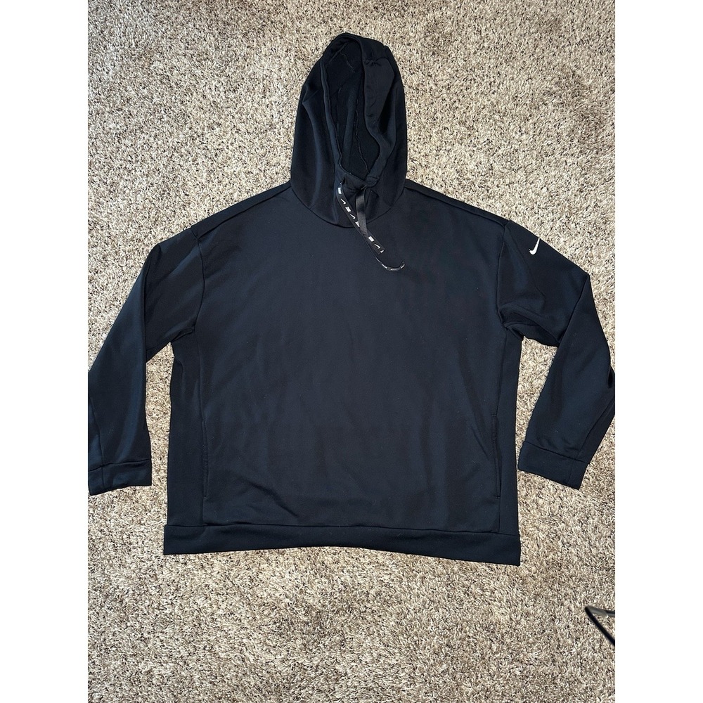 Nike Therma-FIT Hoodie Men Large Black Pullover Fleece Lined Sweatshirt Athletic